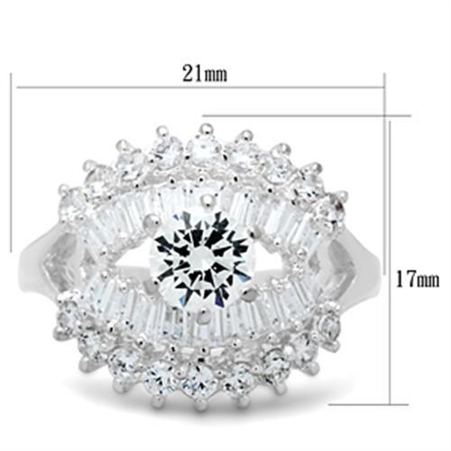 SS026 - Silver 925 Sterling Silver Ring with AAA Grade CZ  in Clear-1
