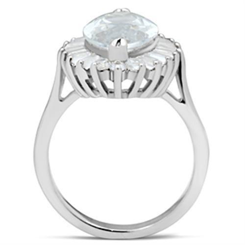 SS027 - Silver 925 Sterling Silver Ring with AAA Grade CZ  in Clear-2