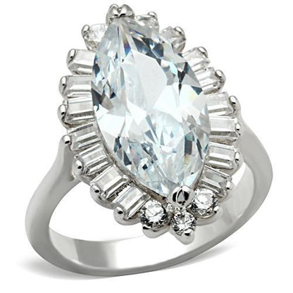 SS027 - Silver 925 Sterling Silver Ring with AAA Grade CZ  in Clear-0