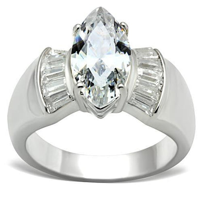 SS028 - Silver 925 Sterling Silver Ring with AAA Grade CZ  in Clear-0
