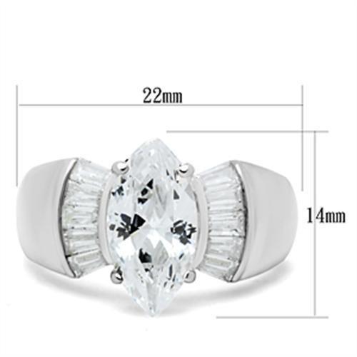 SS028 - Silver 925 Sterling Silver Ring with AAA Grade CZ  in Clear-1