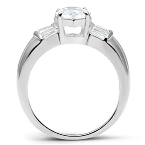 SS028 - Silver 925 Sterling Silver Ring with AAA Grade CZ  in Clear-2