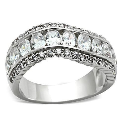 SS029 - Silver 925 Sterling Silver Ring with AAA Grade CZ  in Clear-0