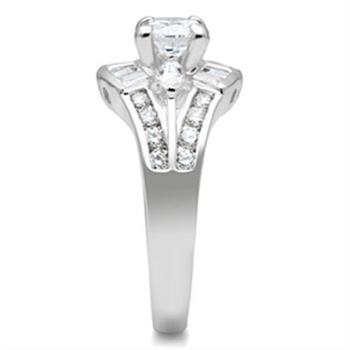 SS030 - Silver 925 Sterling Silver Ring with AAA Grade CZ  in Clear-3