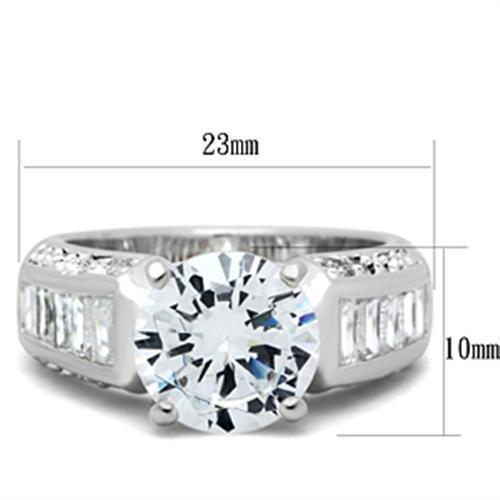 SS031 - Silver 925 Sterling Silver Ring with AAA Grade CZ  in Clear-1