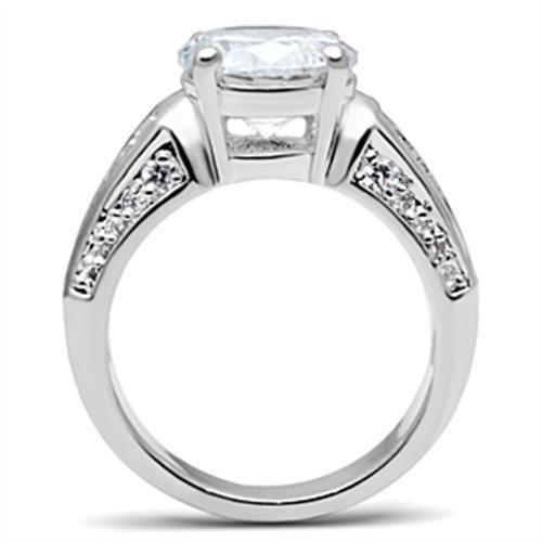 SS031 - Silver 925 Sterling Silver Ring with AAA Grade CZ  in Clear-2