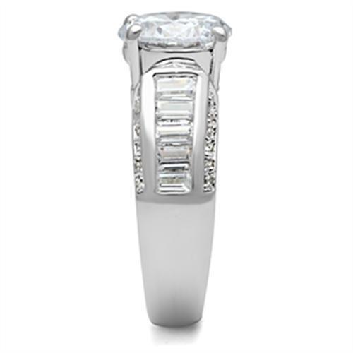 SS031 - Silver 925 Sterling Silver Ring with AAA Grade CZ  in Clear-3