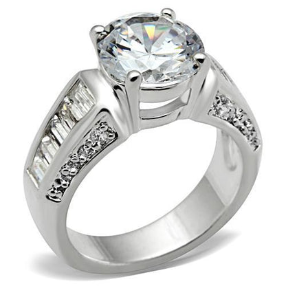 SS031 - Silver 925 Sterling Silver Ring with AAA Grade CZ  in Clear-0