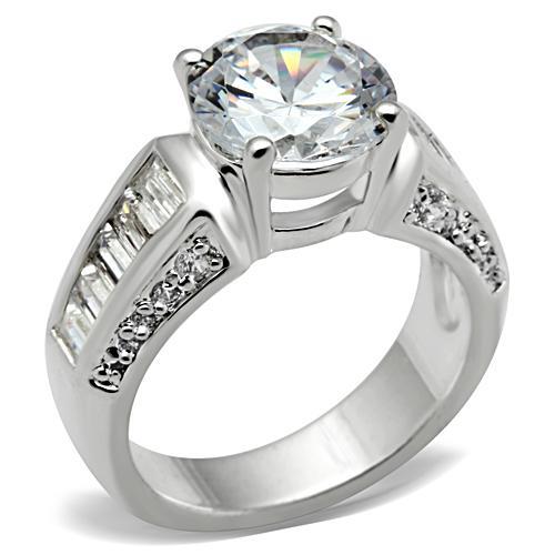 SS031 - Silver 925 Sterling Silver Ring with AAA Grade CZ  in Clear-0