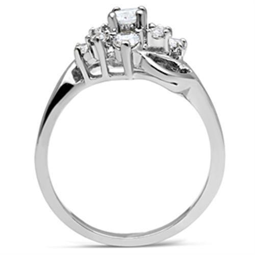SS032 - Silver 925 Sterling Silver Ring with AAA Grade CZ  in Clear-2