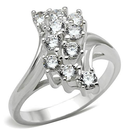 SS033 - Silver 925 Sterling Silver Ring with AAA Grade CZ  in Clear-0