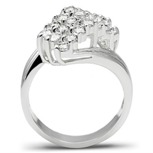 SS035 - Silver 925 Sterling Silver Ring with AAA Grade CZ  in Clear-2