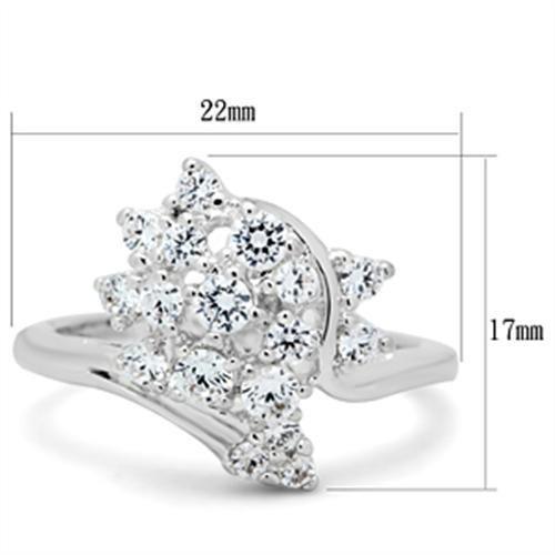 SS036 - Silver 925 Sterling Silver Ring with AAA Grade CZ  in Clear-1
