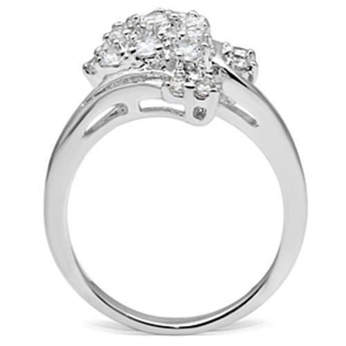 SS036 - Silver 925 Sterling Silver Ring with AAA Grade CZ  in Clear-2