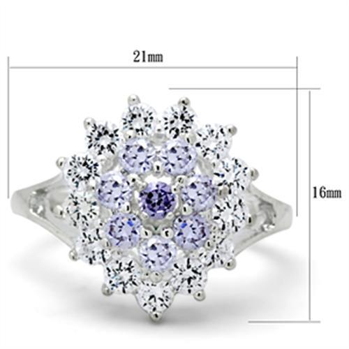 SS037 - Silver 925 Sterling Silver Ring with AAA Grade CZ  in Multi Color-1