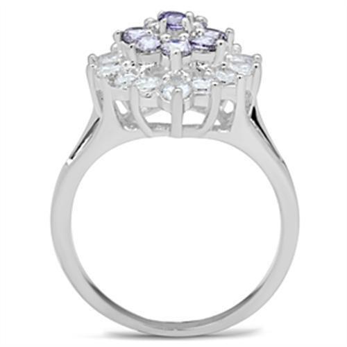 SS037 - Silver 925 Sterling Silver Ring with AAA Grade CZ  in Multi Color-2