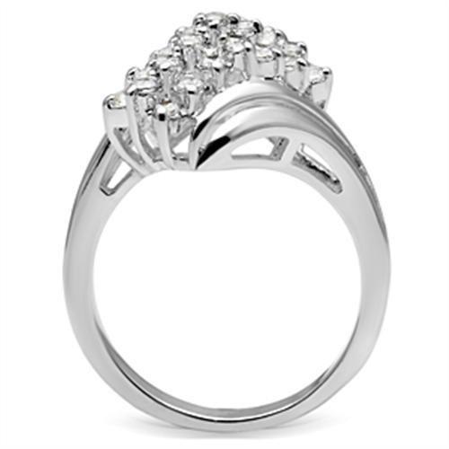 SS038 - Silver 925 Sterling Silver Ring with AAA Grade CZ  in Clear-2