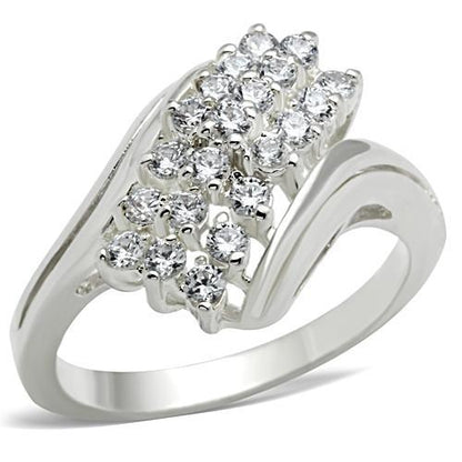SS038 - Silver 925 Sterling Silver Ring with AAA Grade CZ  in Clear-0