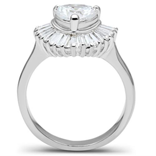 SS041 - Silver 925 Sterling Silver Ring with AAA Grade CZ  in Clear