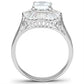 SS042 - Silver 925 Sterling Silver Ring with AAA Grade CZ  in Clear-2