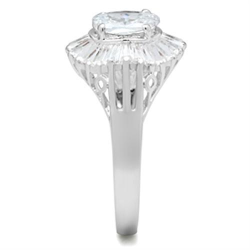 SS042 - Silver 925 Sterling Silver Ring with AAA Grade CZ  in Clear-3