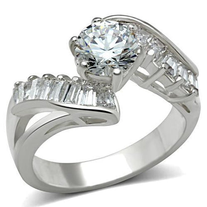SS043 - Silver 925 Sterling Silver Ring with AAA Grade CZ  in Clear-0