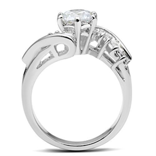 SS043 - Silver 925 Sterling Silver Ring with AAA Grade CZ  in Clear-2