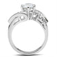 SS043 - Silver 925 Sterling Silver Ring with AAA Grade CZ  in Clear-2