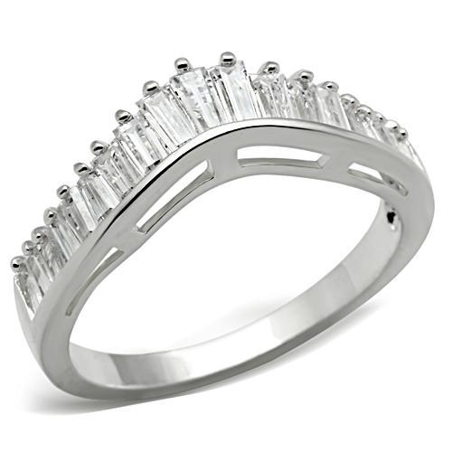 SS044 - Silver 925 Sterling Silver Ring with AAA Grade CZ  in Clear-0