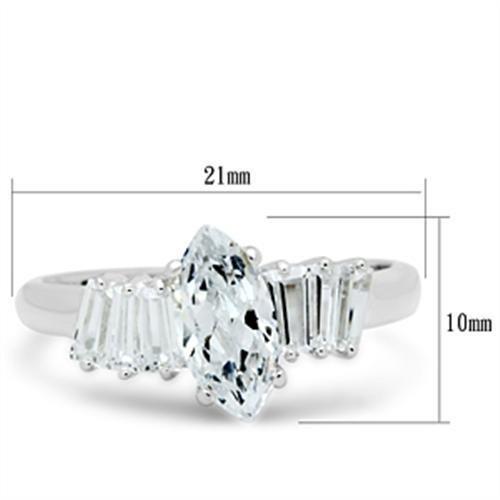 SS045 - Silver 925 Sterling Silver Ring with AAA Grade CZ  in Clear-1