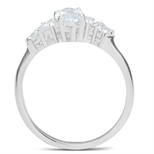 SS045 - Silver 925 Sterling Silver Ring with AAA Grade CZ  in Clear-2