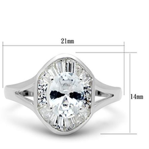 SS046 - Silver 925 Sterling Silver Ring with AAA Grade CZ  in Clear-1