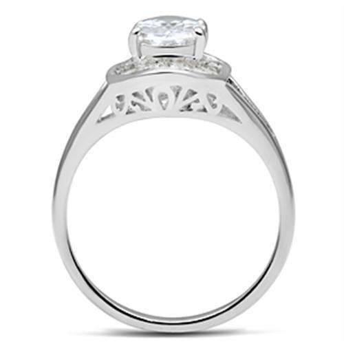 SS046 - Silver 925 Sterling Silver Ring with AAA Grade CZ  in Clear-2
