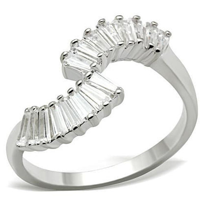 SS047 - Silver 925 Sterling Silver Ring with AAA Grade CZ  in Clear-0