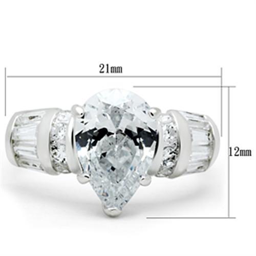 SS049 - Silver 925 Sterling Silver Ring with AAA Grade CZ  in Clear-1