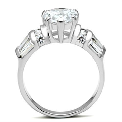SS049 - Silver 925 Sterling Silver Ring with AAA Grade CZ  in Clear-2