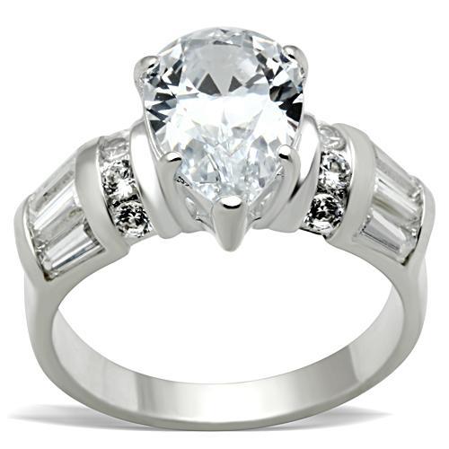 SS049 - Silver 925 Sterling Silver Ring with AAA Grade CZ  in Clear-0