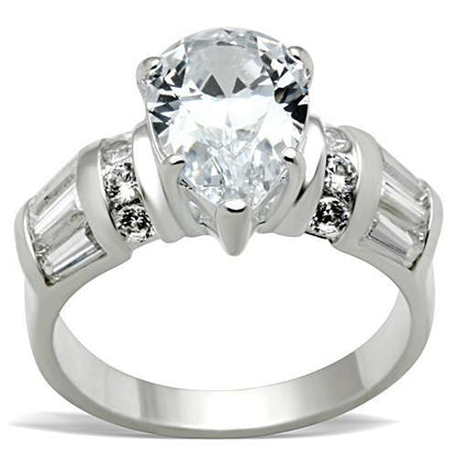 SS049 - Silver 925 Sterling Silver Ring with AAA Grade CZ  in Clear-0