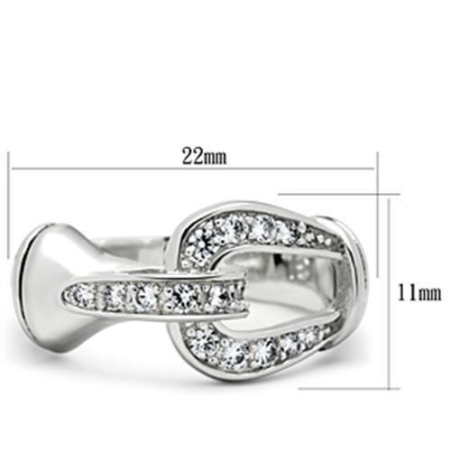 SS050 - Silver 925 Sterling Silver Ring with AAA Grade CZ  in Clear-1