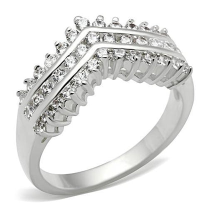 SS051 - Silver 925 Sterling Silver Ring with AAA Grade CZ  in Clear-0