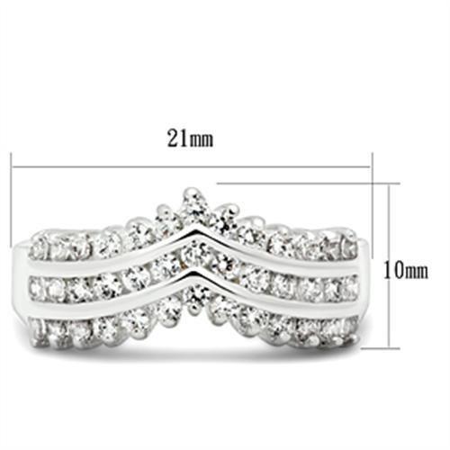SS051 - Silver 925 Sterling Silver Ring with AAA Grade CZ  in Clear-1