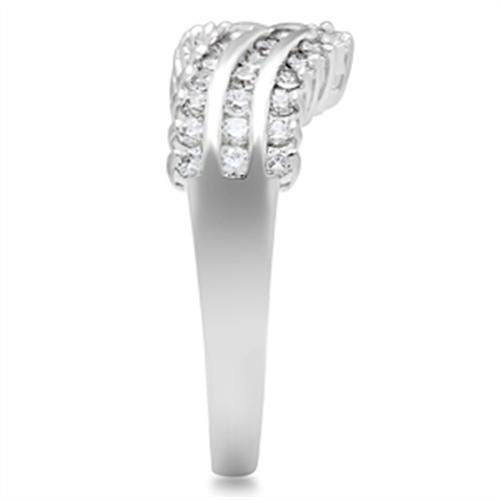 SS051 - Silver 925 Sterling Silver Ring with AAA Grade CZ  in Clear-3
