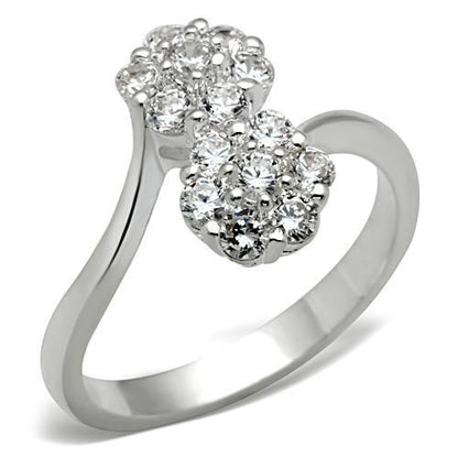 SS052 - Silver 925 Sterling Silver Ring with AAA Grade CZ  in Clear-0