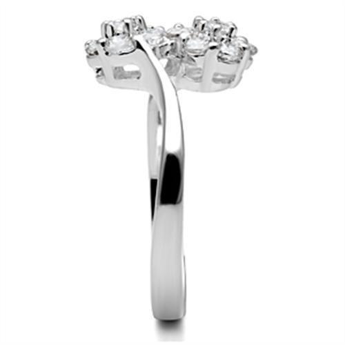 SS052 - Silver 925 Sterling Silver Ring with AAA Grade CZ  in Clear-2