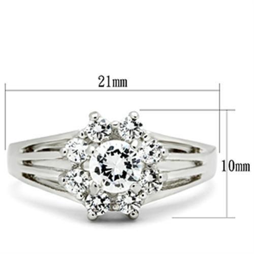 SS053 - Silver 925 Sterling Silver Ring with AAA Grade CZ  in Clear-1