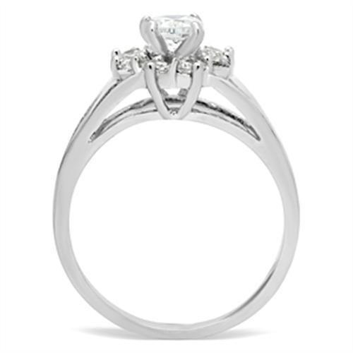 SS053 - Silver 925 Sterling Silver Ring with AAA Grade CZ  in Clear-2