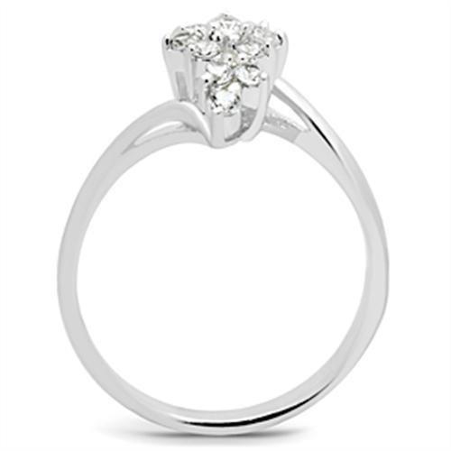 SS054 - Silver 925 Sterling Silver Ring with AAA Grade CZ  in Clear-2