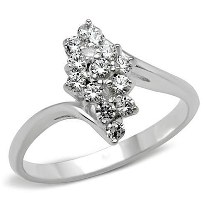 SS054 - Silver 925 Sterling Silver Ring with AAA Grade CZ  in Clear-0