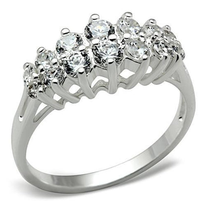 SS056 - Silver 925 Sterling Silver Ring with AAA Grade CZ  in Clear-0