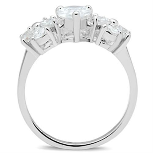 SS057 - Silver 925 Sterling Silver Ring with AAA Grade CZ  in Clear-2